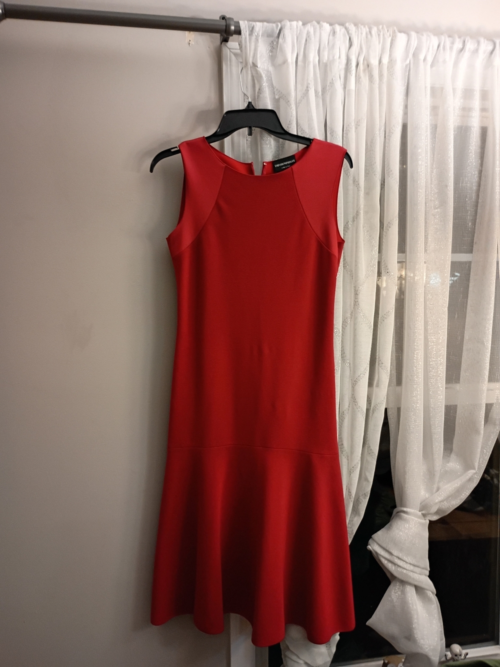 Emporio Armani Red Sleeveless Flared-Hem Dress